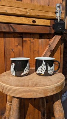 Handbemalte Tassen - Hühnerliebhaber, Emaille Kaffee oder Tee Becher, Cottagecore Küche