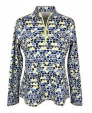 T By Talbots On the Move Half Zip Row Of Hearts Athleisure Top Size XL UPF 50+