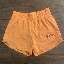 Justice Girl's Shorts Size L 12/14 Orange White Trim Mesh Outer- Back To School