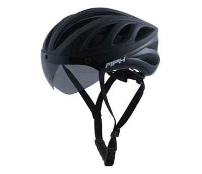 FAHRRADHELM MPH VISION SCHWARZ MATT / SCHWARZ GLÄNZEND GRÖSSE M L MIT MAGNETVISIER