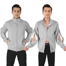 Men's Sherpa Lined Stand Collar Dialysis Jacket  Full-Zip Arm Access for Por...