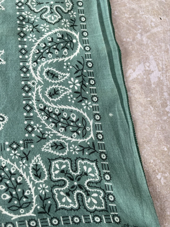 Bandana vintage años 80 hecha a mano con Pride Wamcraft hecha en EE. UU. RN 14193 verde azulado Foto 4 de 4