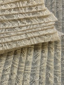 Antique/Vintage Victorian Accordion Pleated Beige Alencon Lace 7"W x 76"