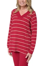 Attitudes by Renee Women's Jacquard Stripe Top Rio Red