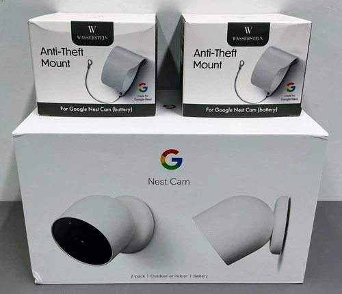 Google 2 Pack Battery-Powered Nest 1080p HD Security Cameras w/Anti-Theft Mounts