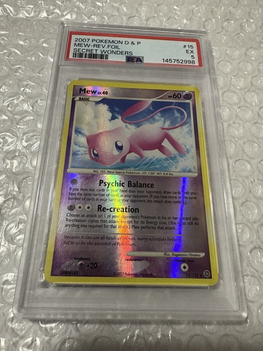 Pokémon Mew 15/132 Secret Wonders Reverse Holo Holo Rare 2007 PSA