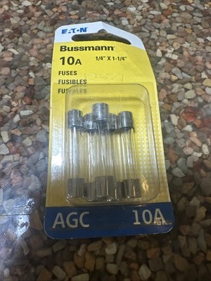 Bussmann Buss 10 amps 250 volts AGC Automotive Fuse Glass Tube 5pk BP/AGC-10-RP