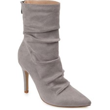 Women's Journee Collection Markie Rouched Stiletto Dress Booties Gray SZ 9.5 W