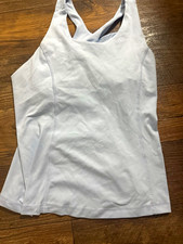 Eddie Bauer Women  s Light Blue Racerback Tank Built-In Bra Stretch XL