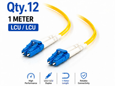 (12) 1 Meter LC/UPC - LC/UPC Duplex Fiber Patch Jumper OS2 SMF Singlemode Cable
