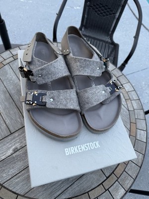 Dior x Birkenstock Milano Sandal Grey Felt Wool Slingback Buckle Flat EU 43