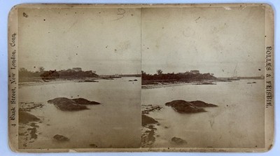 SV026_025 Stereoview MA Castle Rock and East Point in Nahant