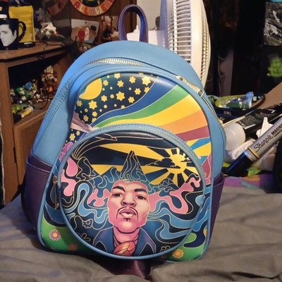 Loungefly Jimi Hendrix Mini Backpack Blue Purple Multicolor Zip, Lined