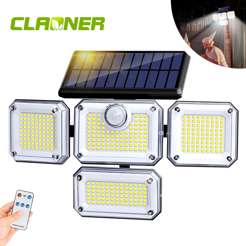 333 LED Solarleuchte Fluter mit Bewegungsmelder Solarlampe Außen Garten Strahler