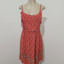 Old Navy Women's Floral Sundress Orange Pleated 100% Rayón Saze M #2