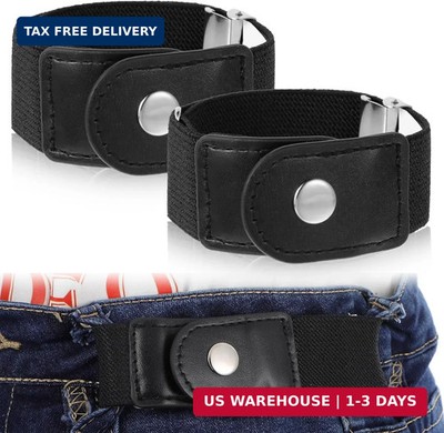 Ptwola 2 Pcs Men Side Belts No Buckle Elastic Belt Without Buckle Elastic Stretc