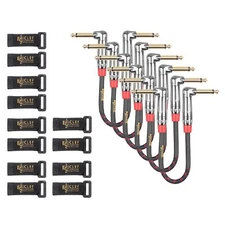 Clef Audio Labs Guitar Patch Cable 6.35mm TS to 6.35mm TS,Red Braided -6IN -6PK