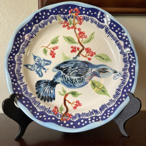 Anthropologie Nathalie Lete Francophile Dinner Plate Bleu Bird Blue Butterfly