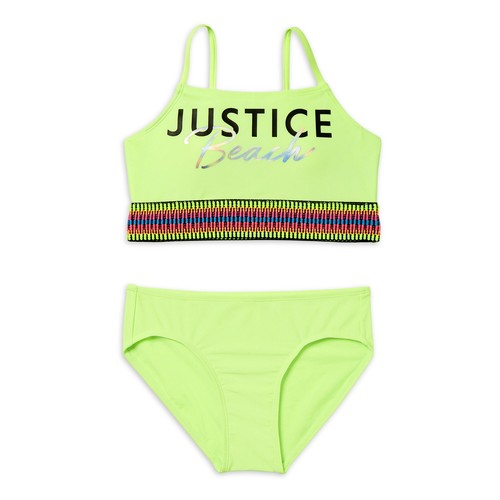JUSTICE Girls Swimsuit Tankini Bikini Swim Set 12 14 16 18 L XL NWT Logo 2 PC - Picture 4 of 5