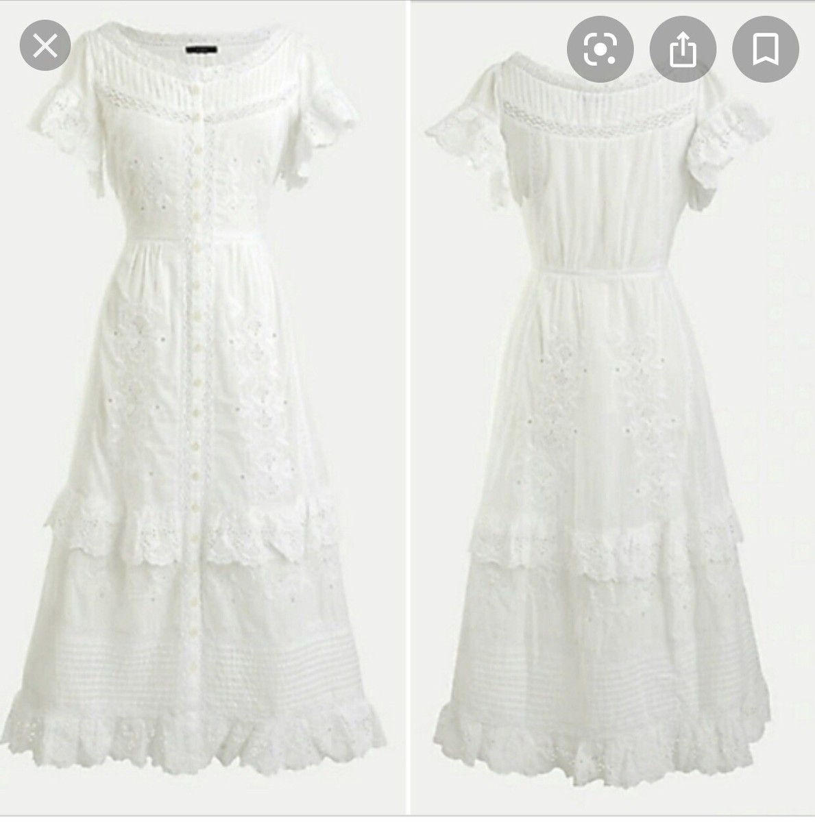 j crew embroidered midi dress J.Crew Embroidered Midi Dress with Lace Trim, size 00