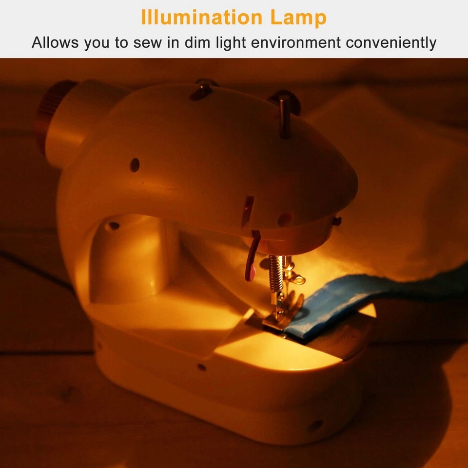 Mini máquina de coser eléctrica portátil de escritorio manual para el hogar sastre 2 velocidades Foto 4 de 4