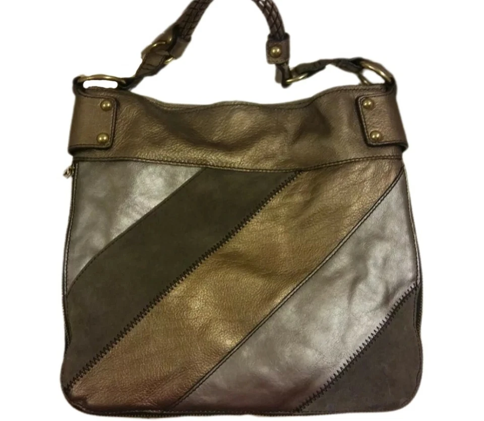 Bolso de Mano Fossil Retazos Bronce​ Marrón Gamuza Cuero Bolso de Hombro  Foto 2 de 4