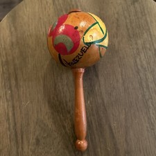 MARACAS Venezuela Wooden Music SHAKER Hand Painted Folk Art Shaker.