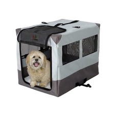 Dog Camper Portable Soft Sided Travel Tent Foldable Crate 24" x 30"x 22" Gray