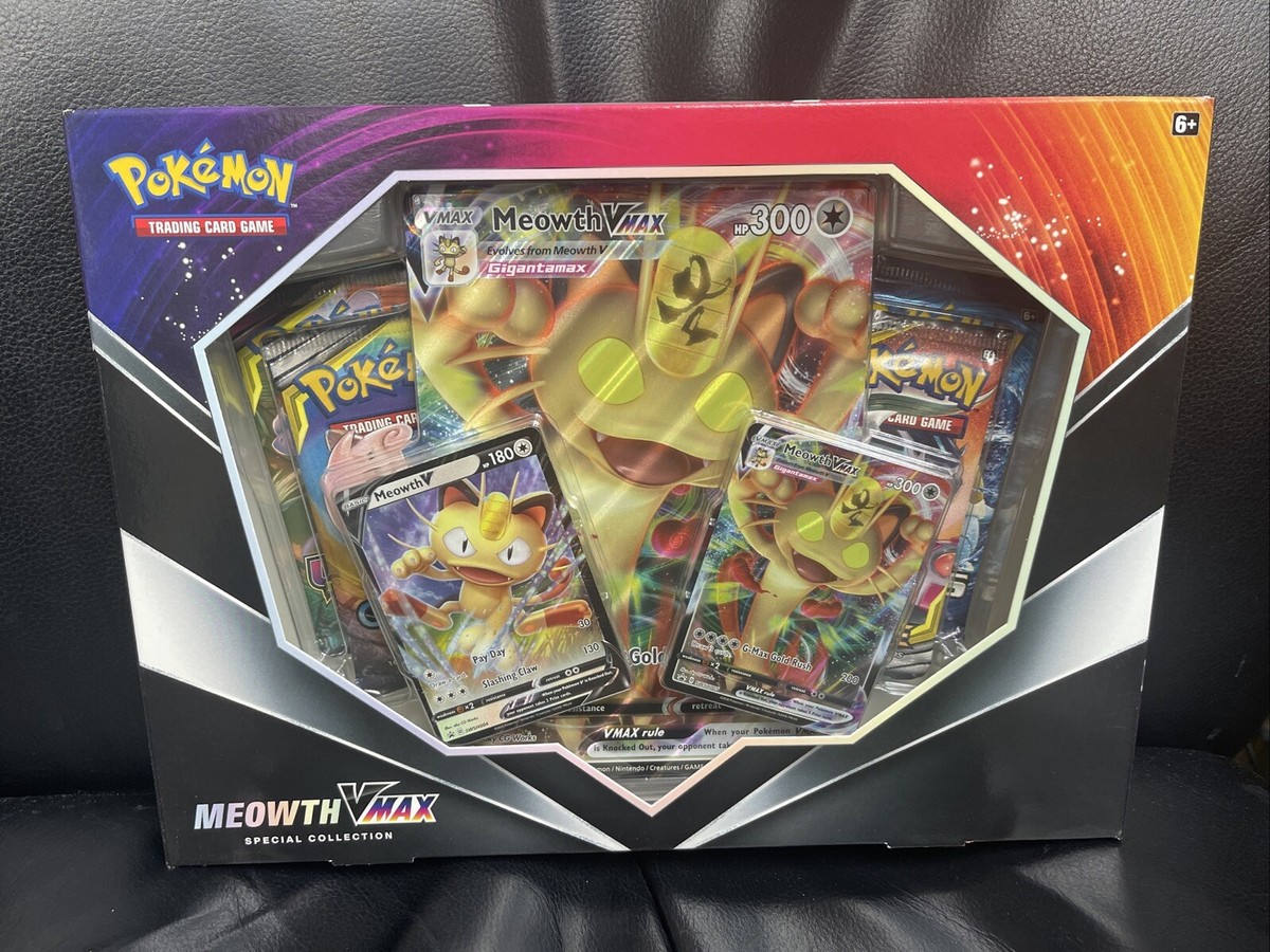 Pokemon TCG Meowth VMAX Special Collection Box - 4 Booster