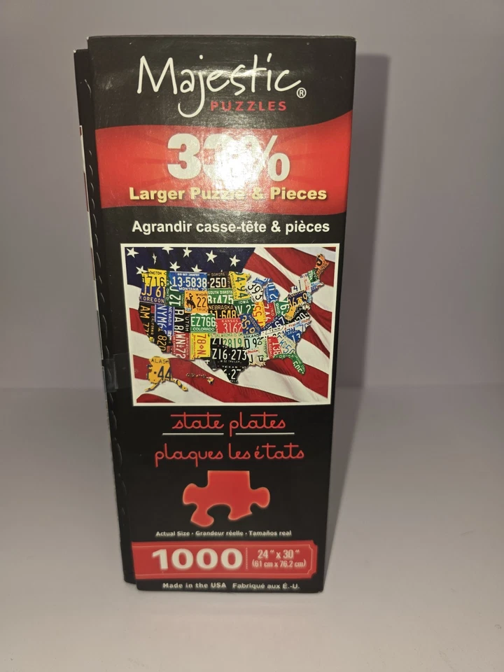 Majestic Springbok 家庭拼图州牌照美国国旗地图 1000 块 — 第 2/4 张图片