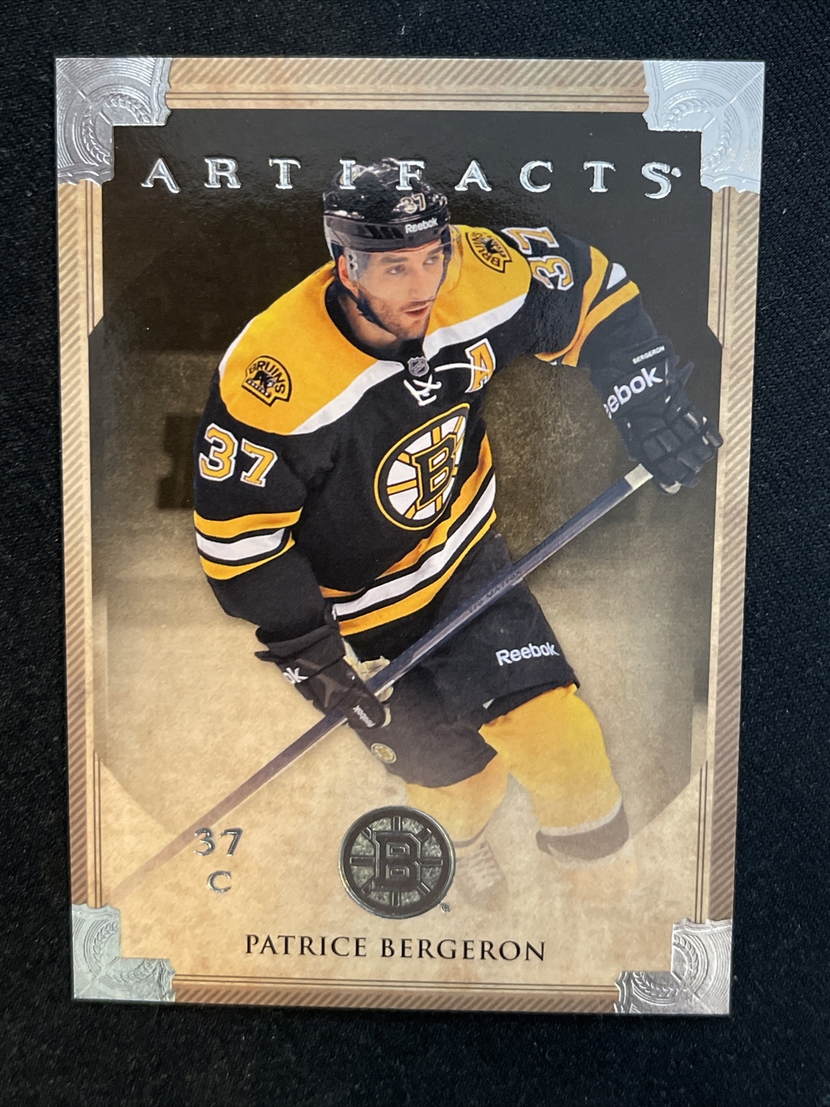 Patrice Bergeron #79 2013-14 Upper Deck Artifacts Hockey Patch-Tag Black