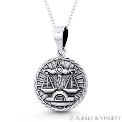 Waage Sternzeichen ''Balanced Scale'' Kettenanhänger in massiv 925 Sterling Silber