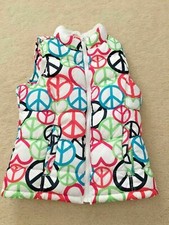 Girls XL 16/18 Old Navy White with Colorful Peace Signs winter vest insulated