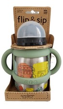 Sugarbooger Flip  Sip Travel Sippy Cup Lid Straw Removable Silicone Handles New