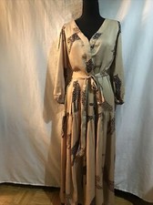 ANN TAYLOR DRESS LONG SIZE PETITE S ANIMAL PRINT BROWN POLYESTER NWT