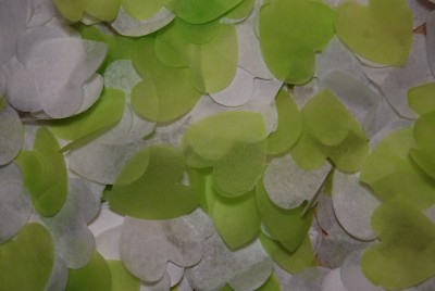 Hochzeitskonfetti - biologisch abbaubare Herzen - Lieblingsbraut - limettengrün & weiß