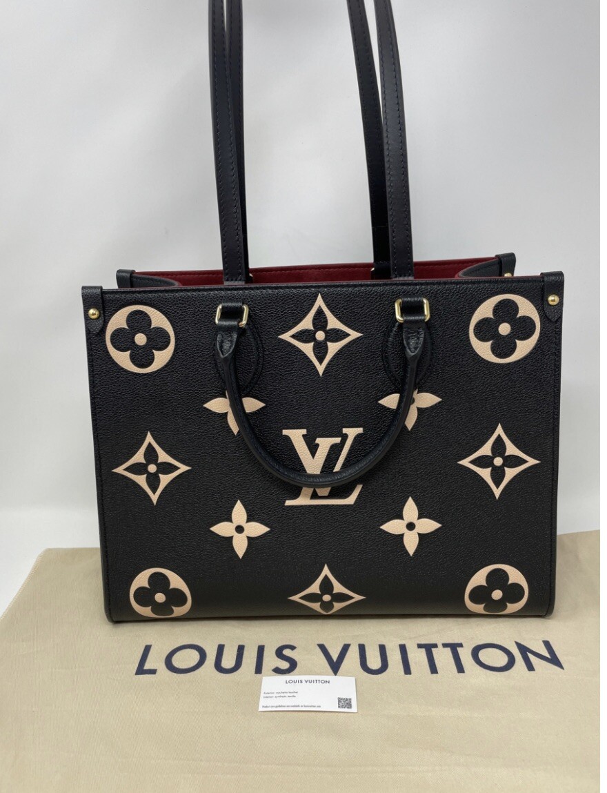 Louis Vuitton OnTheGo Tote MM Black/Beige Leather for sale online