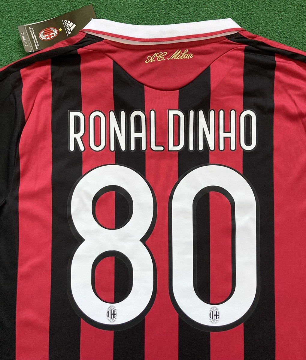 NWT AC Milan 09/10 Home Retro Jersey “Ronaldinho 80” (Large) | eBay