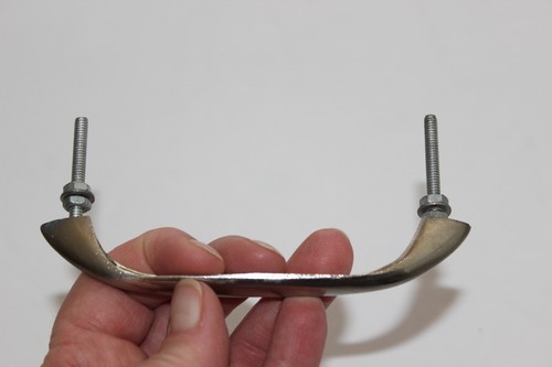 S/5 Chrome Atomic Drawer Pulls 4.75" Cosmic Space Age Mid Century 3-5/8 Bore HTF - Picture 3 of 7