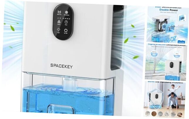 Dehumidifier, 106 OZ（850 Sq.ft）Dehumidifiers for Home, 7 Color LED Light White-image