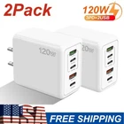 2Pack 120W Fast Charger 5 Ports 3 PD + 2 USB Wall Charger USB C QC3.0