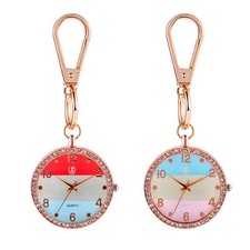 FOB Quartz Watch Rhinestone Case Backpack Belt Clip-on Pocket Watch Men Women