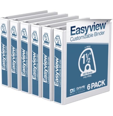 EasyView Premium 1.5-Inch Binders with Clear-View Covers, 3-Ring Binders