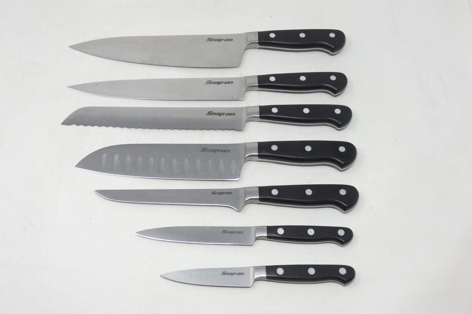 RARE SnapOn CRKT 8 Pc Kitchen Knife Set High Carbon SS Full Tang w/ Wood Block eBay