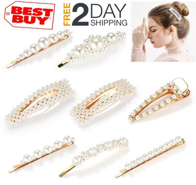 New 8 Pcs Pearl Hair Clips Barrettes Bobby Pins Decorative Hair