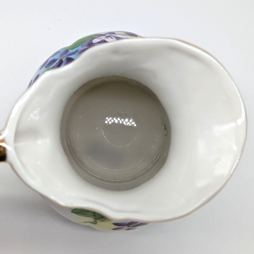Pitcher & Bowl Vanity Set Hand Painted Purple Violets Gold Trim ...
