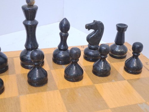 Vintage Soviet 1980s USSR Chess wood Set 45 cm x 45 cm Collectible - Picture 15 of 24