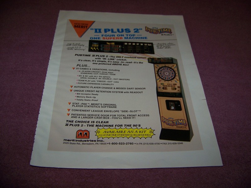 Vintage Arcade Game Ad 1989 Pub Time Darts
