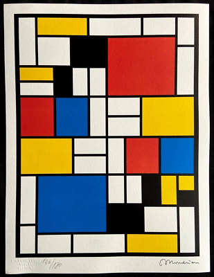 その他 Piet Mondrian 1000% Piet Mondrian, Litografia COA originale timbro (Jean Hans Arp