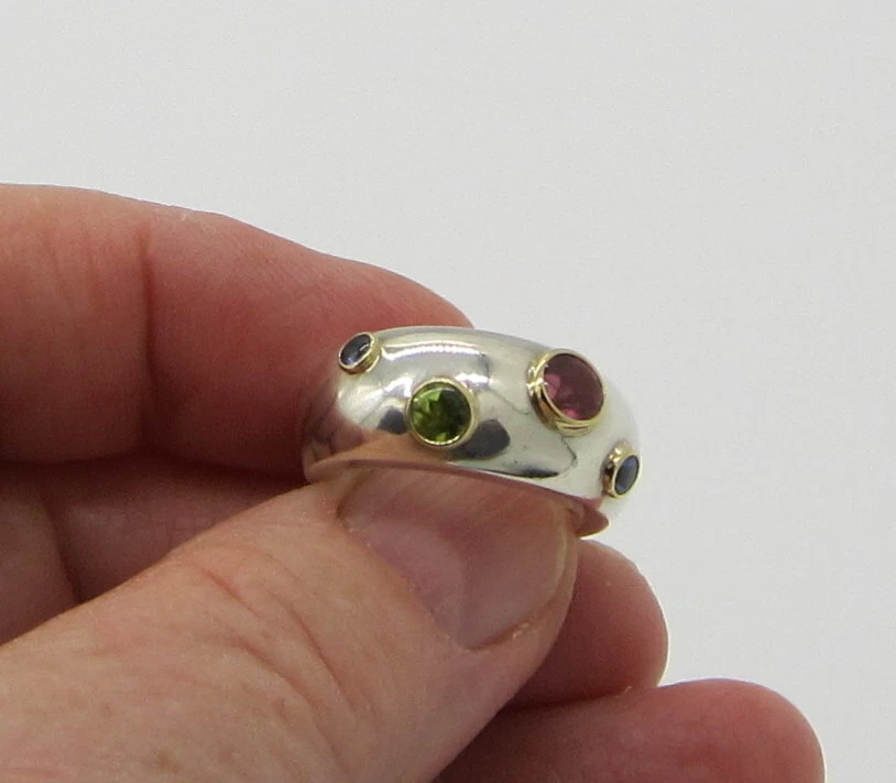 Anillo Tiffany & Co Plata de Ley Oro 18K Etoile Zafiro Turmalina Talla 5 Foto 4 de 4